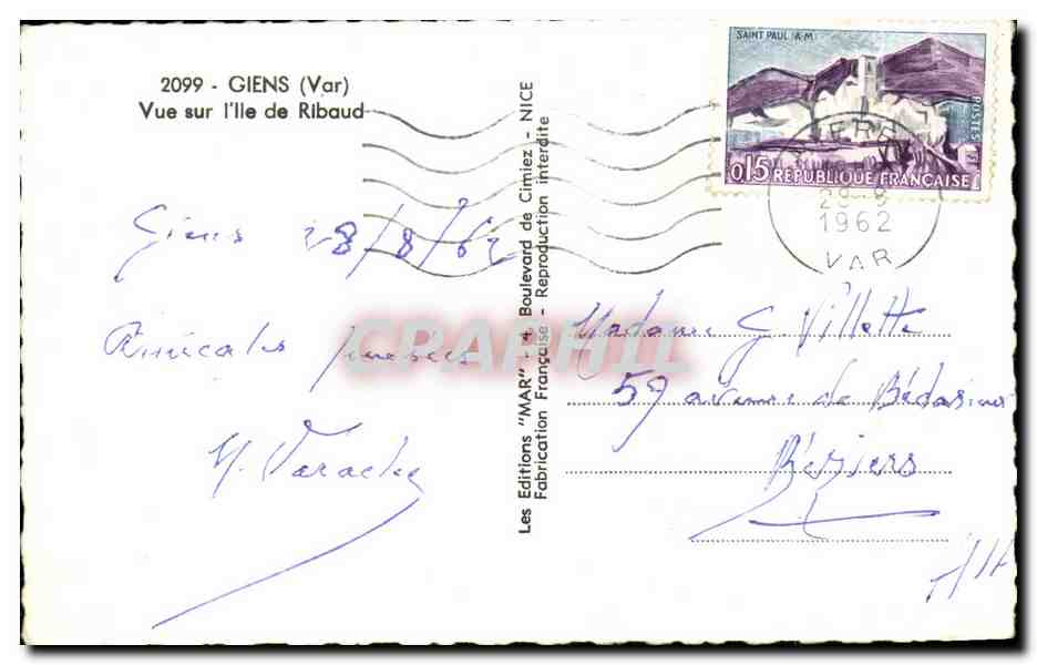 Vue sur l'île de Ribaud — Giens (Var) — Les Editions "MAR" — Reverso