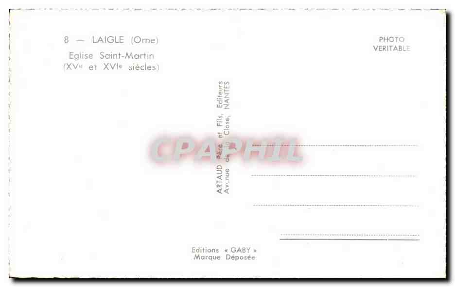 CPA Laigle Eglise Saint Martin — Rückseite
