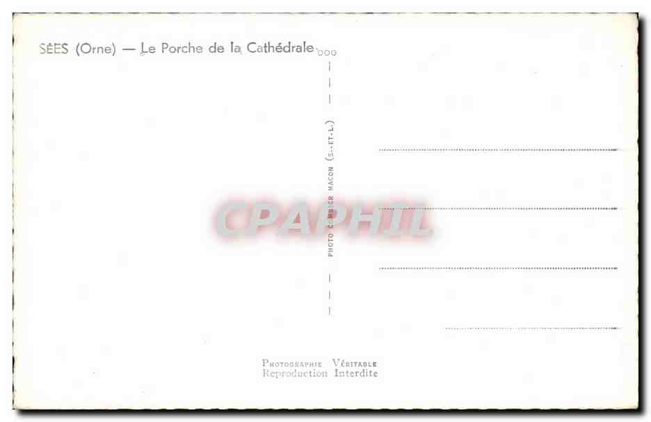 CPA Sees Le Porche de la Cathedrale — Rückseite