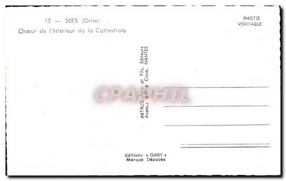 CPA Sees Choeur De I'Interieur de la Cathedrale — Rückseite