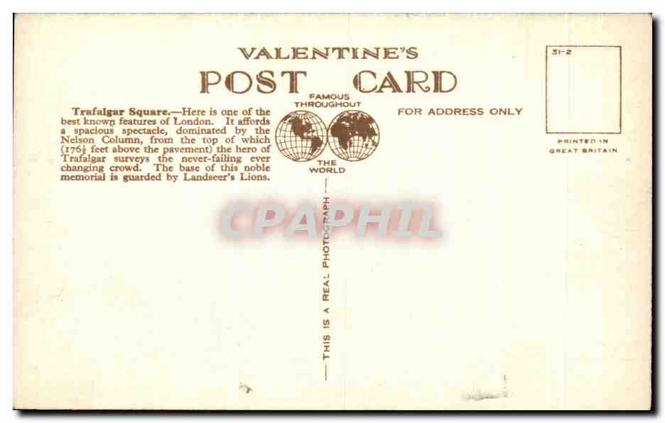CPA Trafalgar Square and Whitehall London — Verso