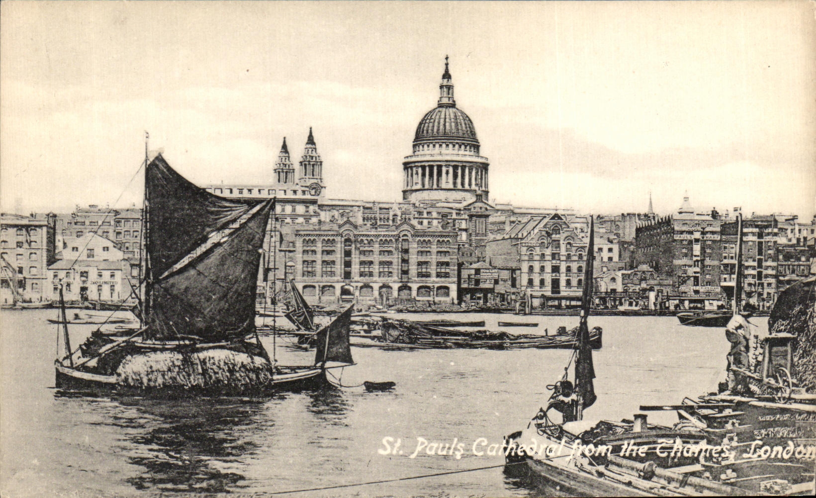 CPA St Pauls Cathedral From the Thames London Bateau
