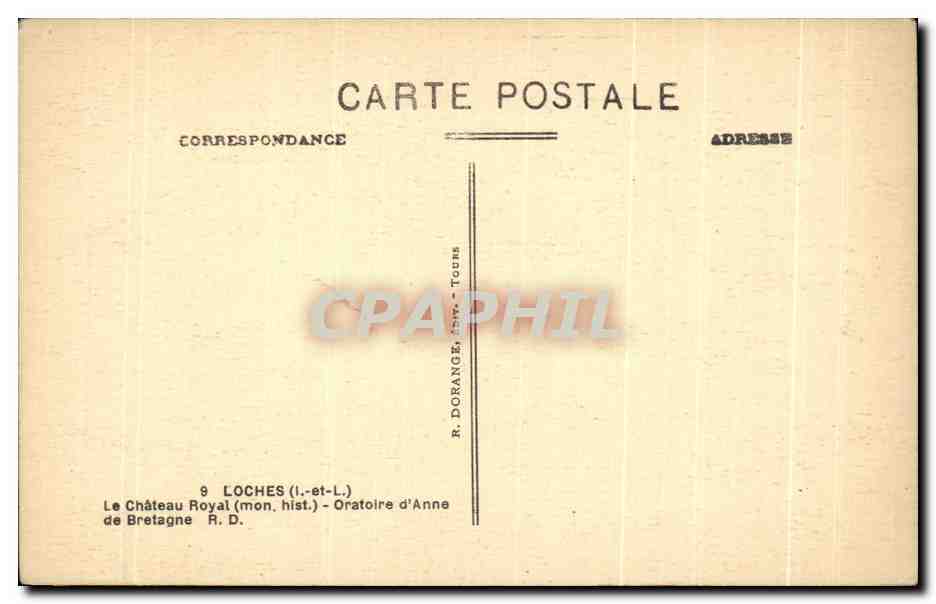 CPA Loches Le Chateau Royat Oratoire D'Anne De Bretagne — Rückseite