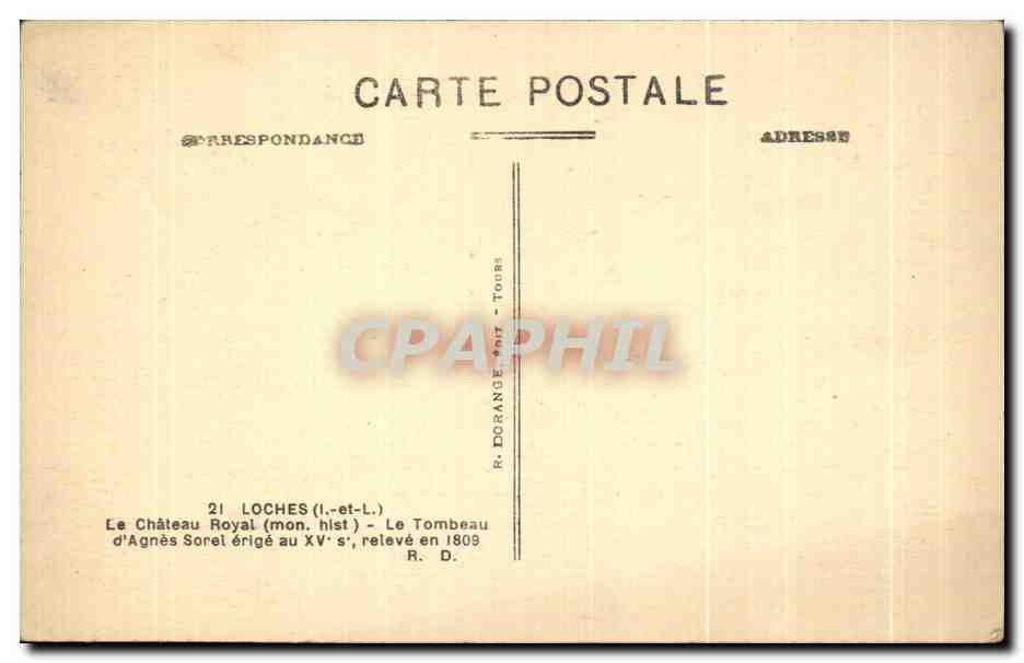 Le Tombeau d'Agnès Sorel — Le Château Royal (mon. hist.) — R. Dorange — Rückseite