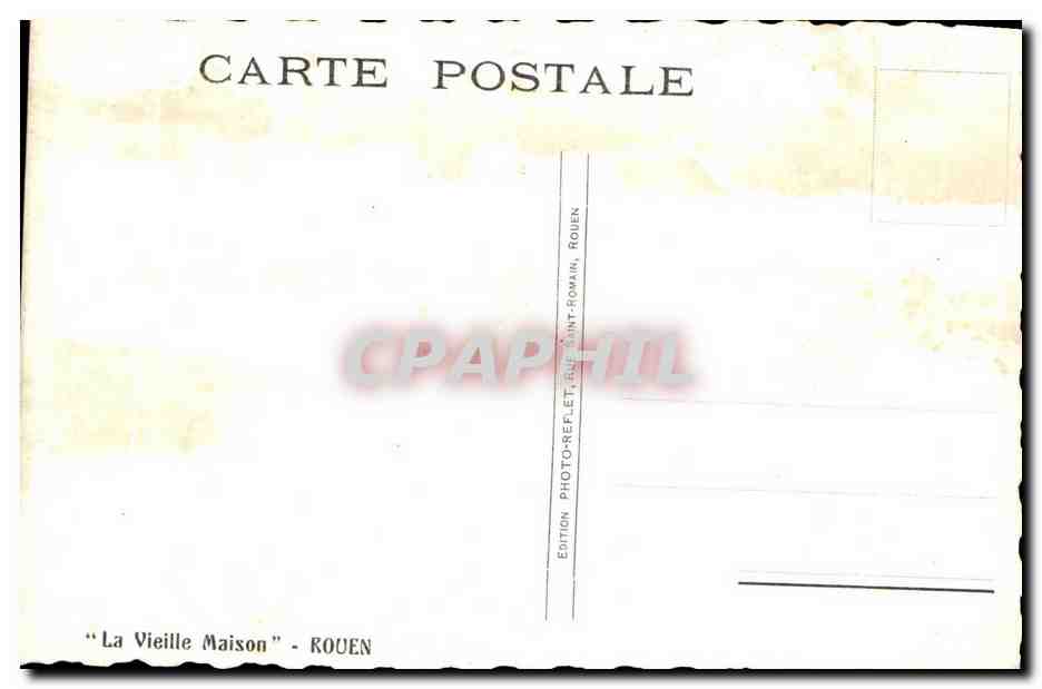 CPA Rouen La Vieille Maison — Verso