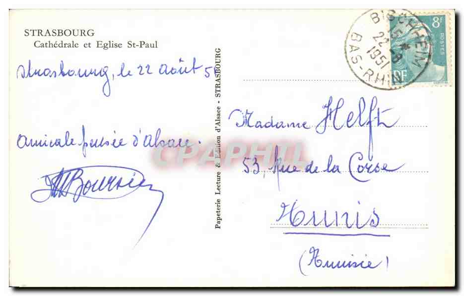 CPA Strasbourg Cathedrale et Eglise St Paul — Verso