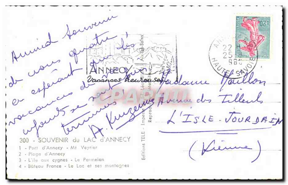 Lac d'Annecy — Souvenir du lac et de ses montagnes — Éditions Téle — Verso