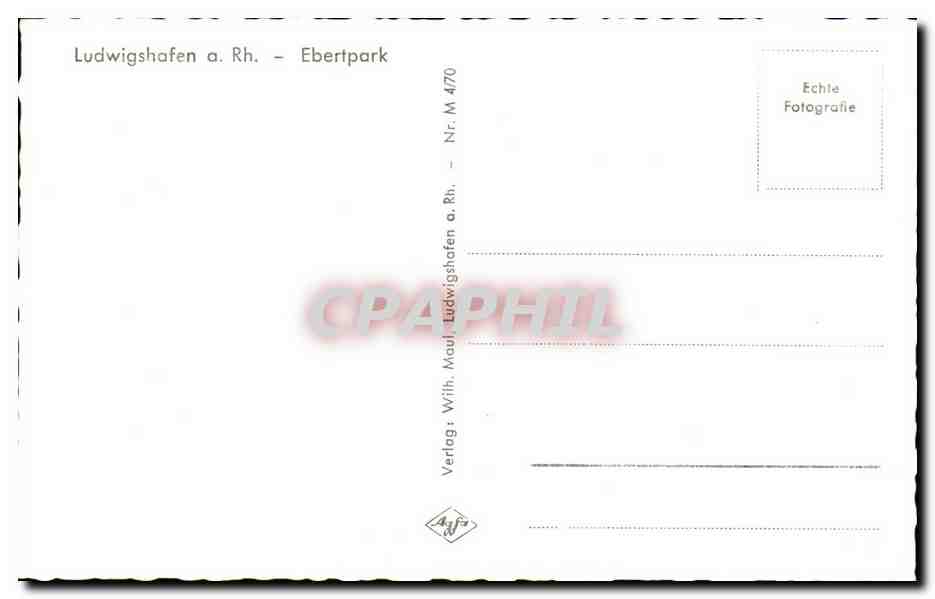 Ludwigshafen a. Rh. — Ebertpark — Verlag Wilh. Maul, Nr. M 470 — Rückseite