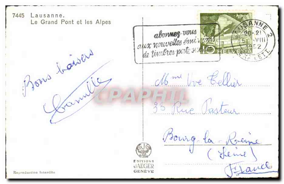 CPA Lausanne Le Grand Pont et les Alpes — Back