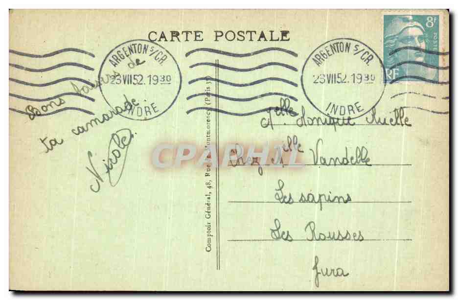 CPA Crozant Une des Tours des Ruines — Rückseite