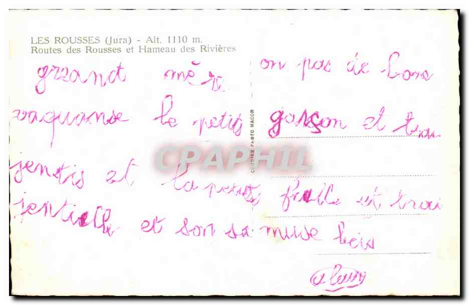 Les Rousses (Jura) — Hameau des Rivières — Cim — Verso