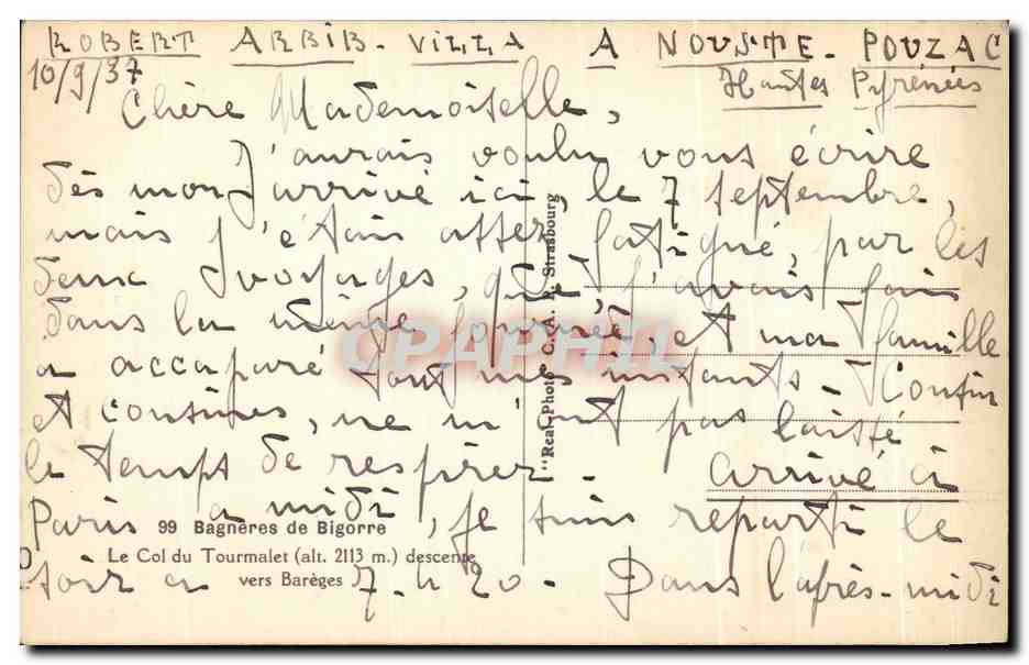 Le Col du Tourmalet — vue panoramique — C.A.P. (éditeur) — Verso