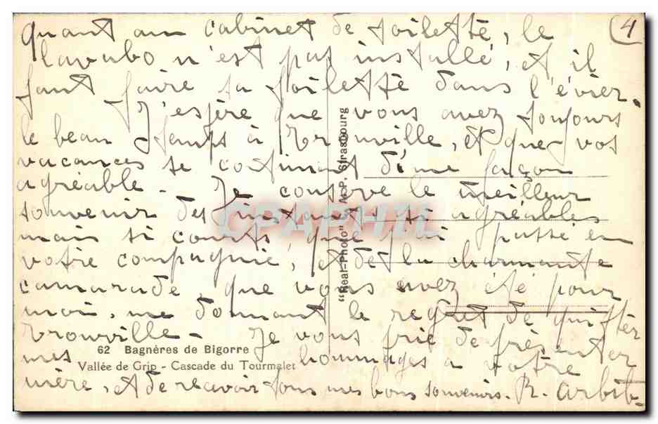 Cascade du Tourmalet — Vallée de Grip — Bagnères-de-Bigorre — éditeur 'Real-Photo' et n° 62 — Reverso