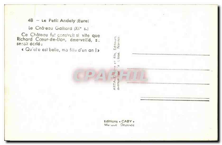 Le Château Gaillard — Andely (Eure) — Éditions Caby — Verso