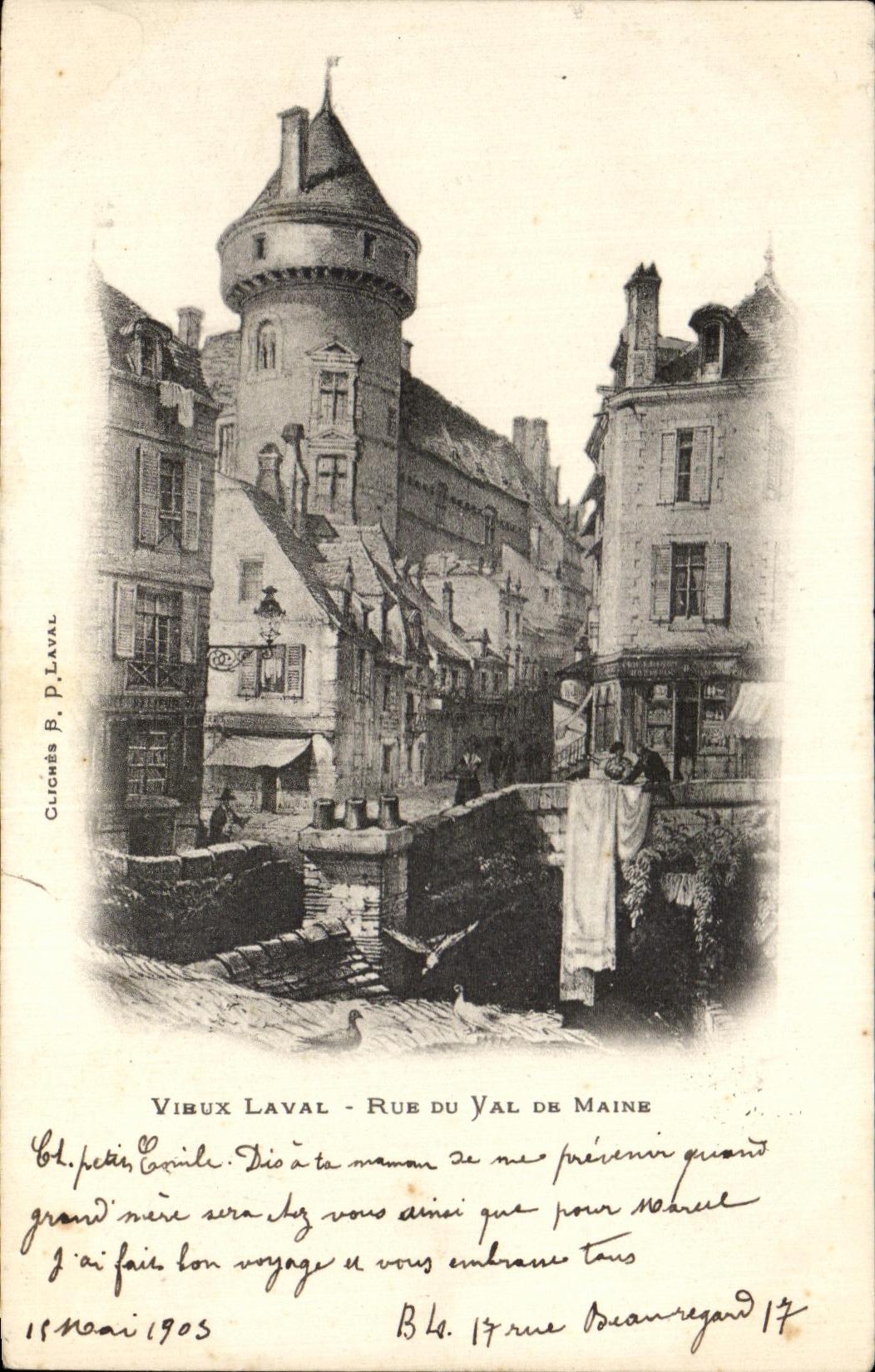 Vibux Laval - Rue du Val de Maine — vue du château — Clichés B. P. Laval
