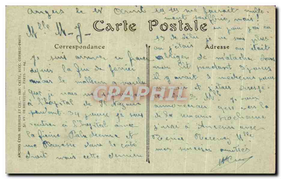 CPA Angers L'Hotel de Ville — Rückseite