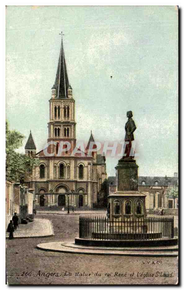 CPA Angers La Statue du roi Rene et L'Eglise