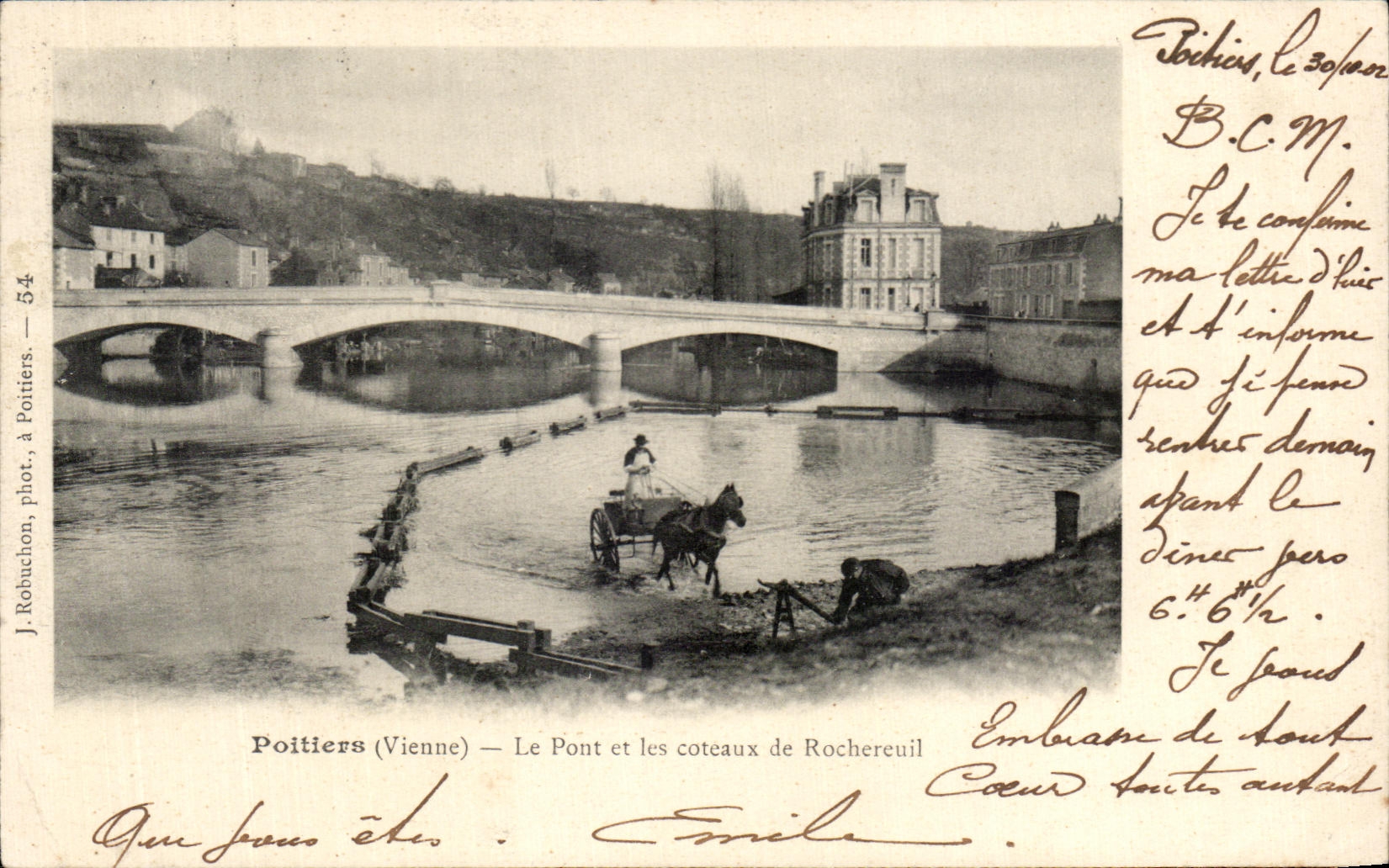Poitiers (Vienne) — Le Pont et les coteaux de Rochereuil — J. Robuchon, phot. à Poitiers — n° 54