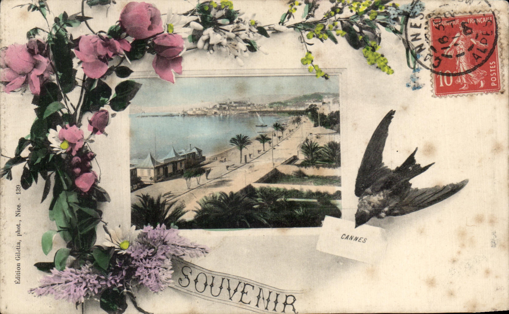 Cannes — vue du port et de la promenade — Édition Giletta, Nice, n°1390
