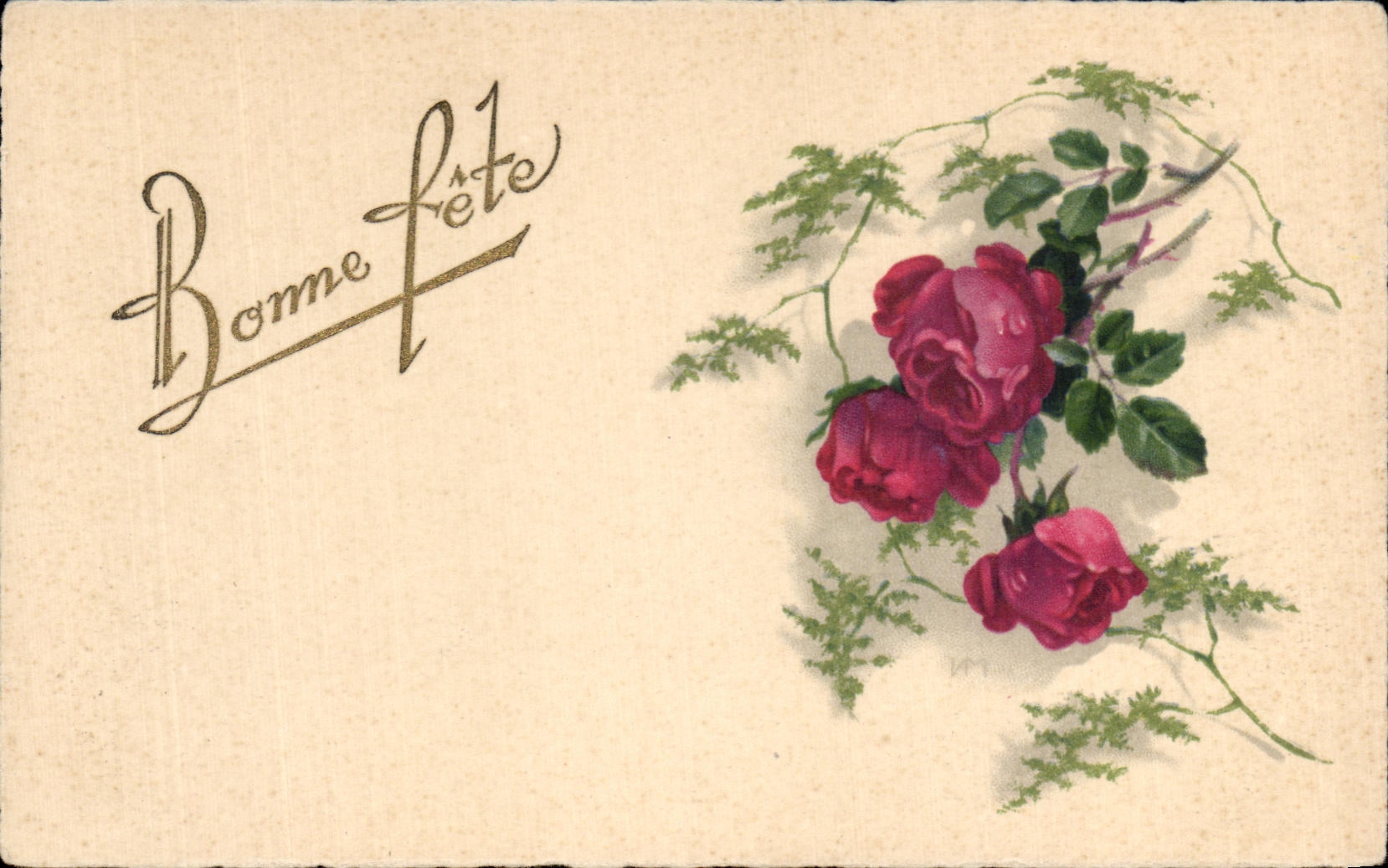 CPA Fantaisie Fleurs Bonne Fete Roses