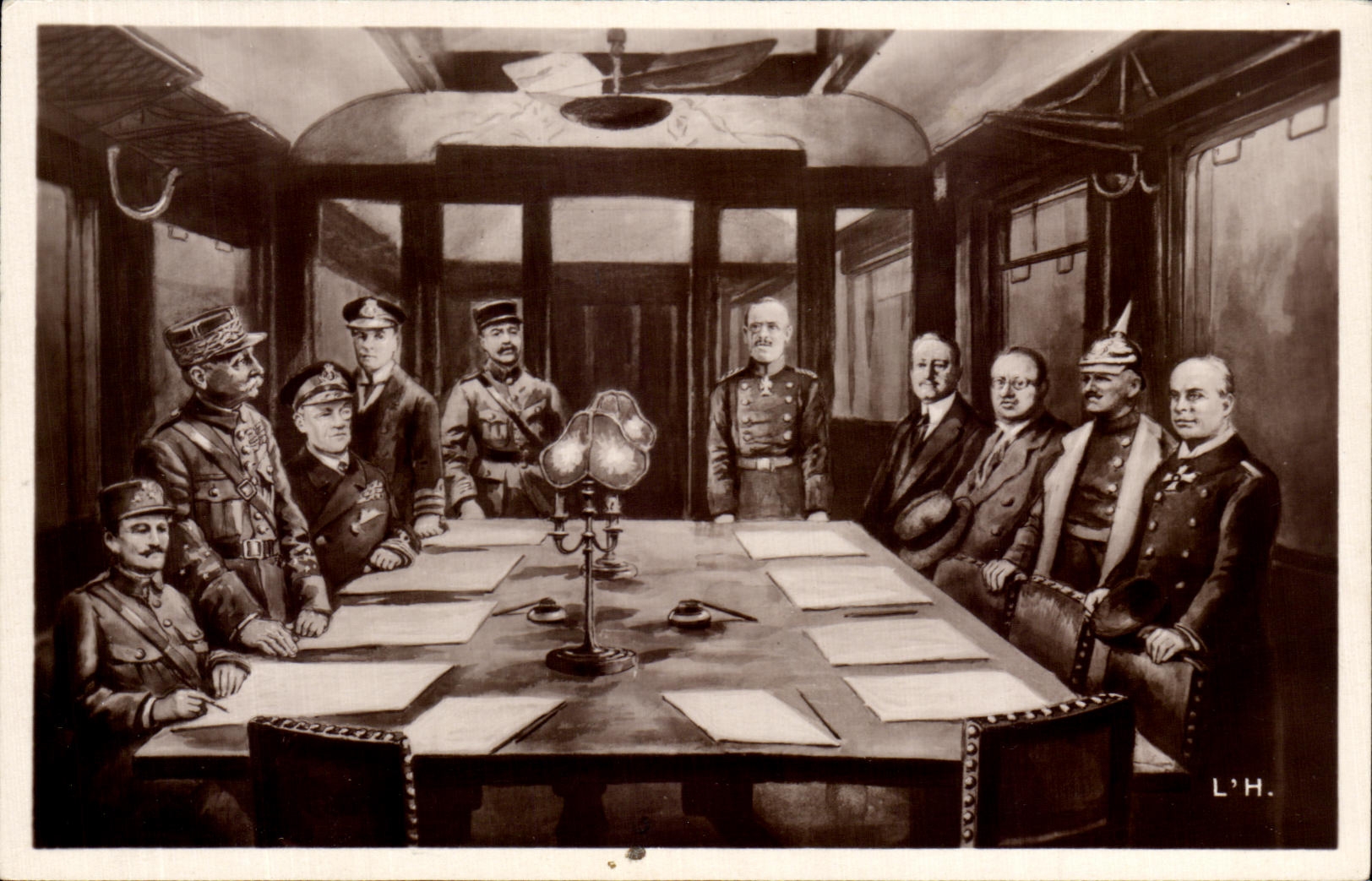 CPA Signature de I'Armistice 11 novembre 1918 Weygand Foch Militaria