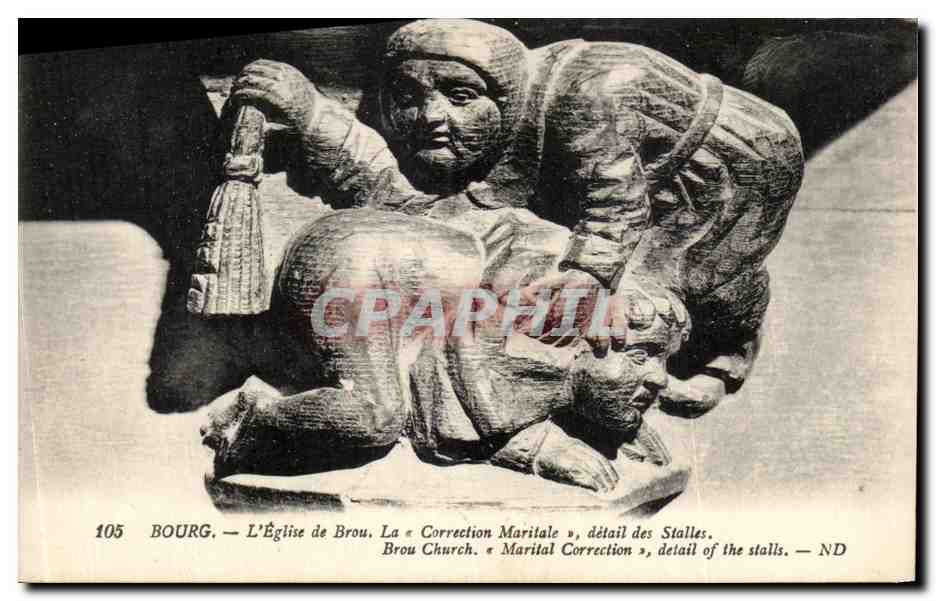 CPA Bourg L'Eglise de Brou La correction maritale detail des stalles 