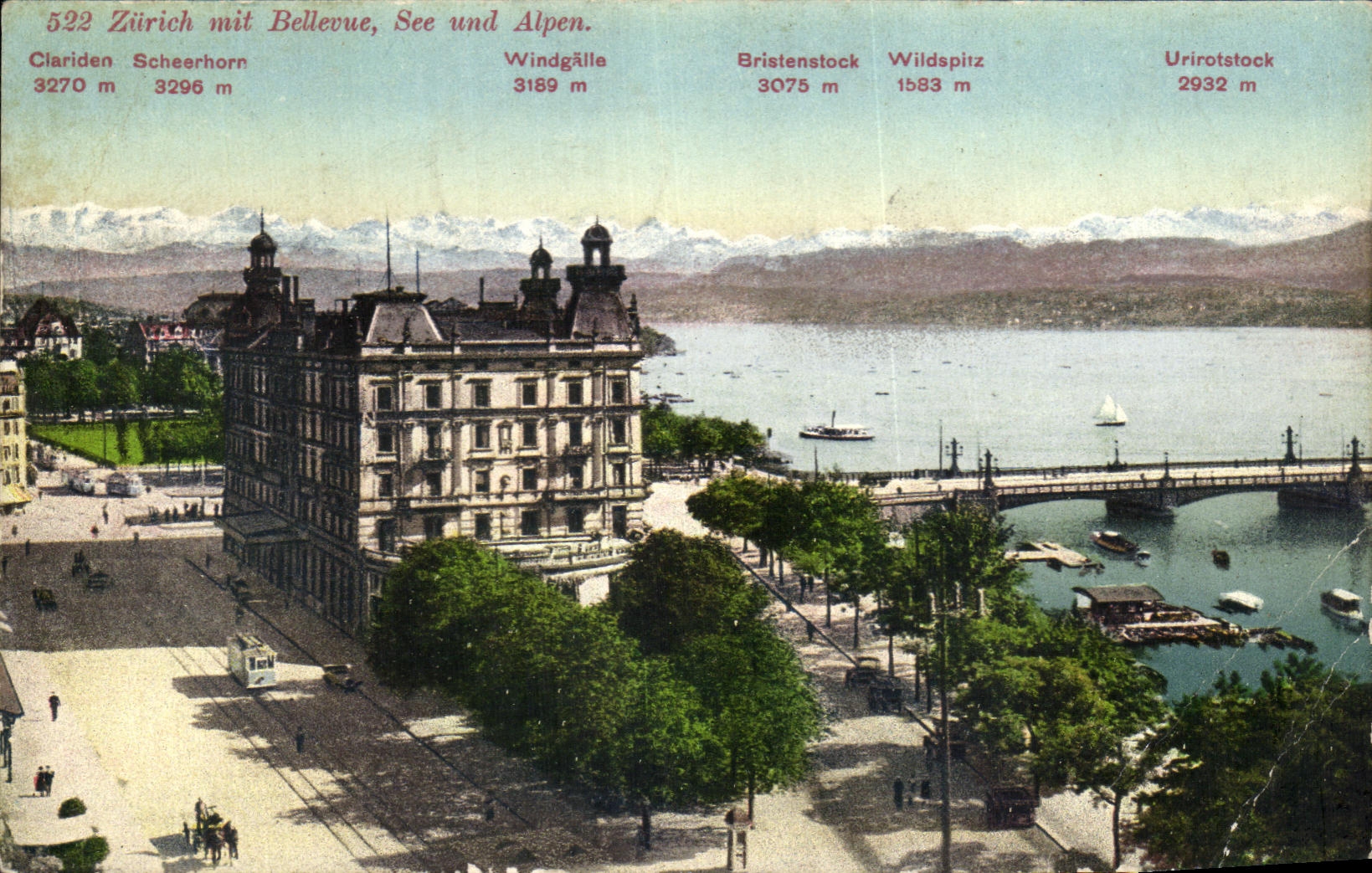 CPA Zurich mit Bellevue See Und Alpen