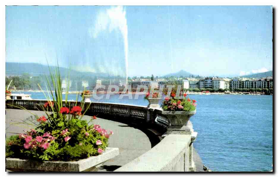 CPA Geneve Le Jet d'eau et le Mont Blanc