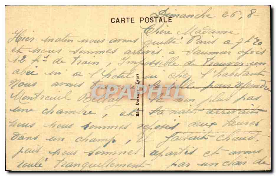 CPA Saumur Le Chateau Cote Nord Est — Rückseite