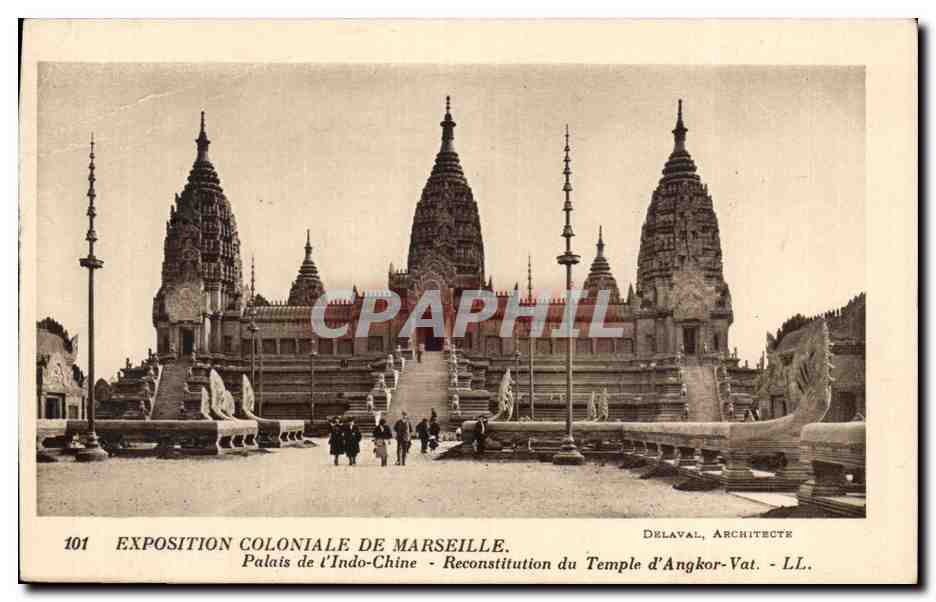 CPA Exposition Coloniale de Marseille Palais de l'Indo Chine Reconstitution du Temple d'Angkor Vat
