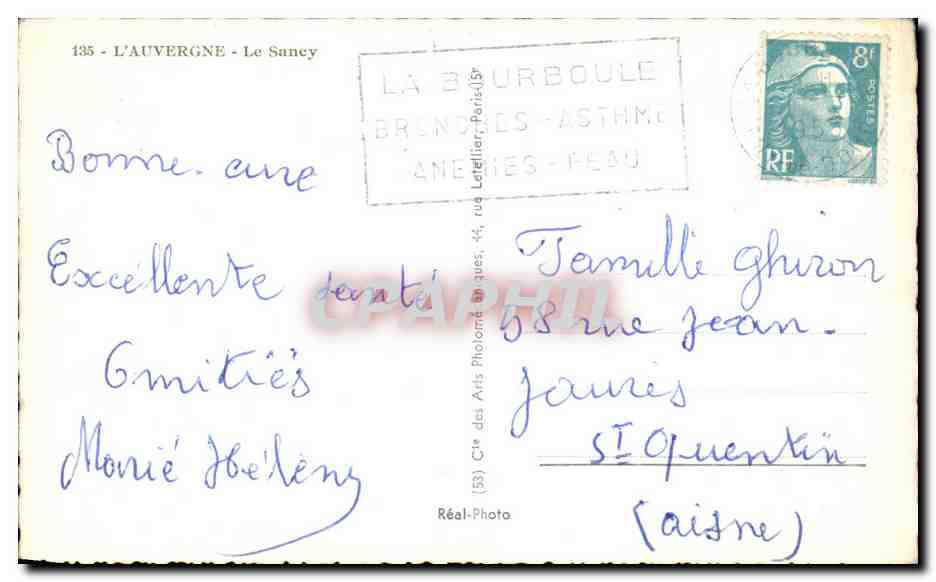Le Sancy — Auvergne — éditeur Réal-Photo (53) — Verso