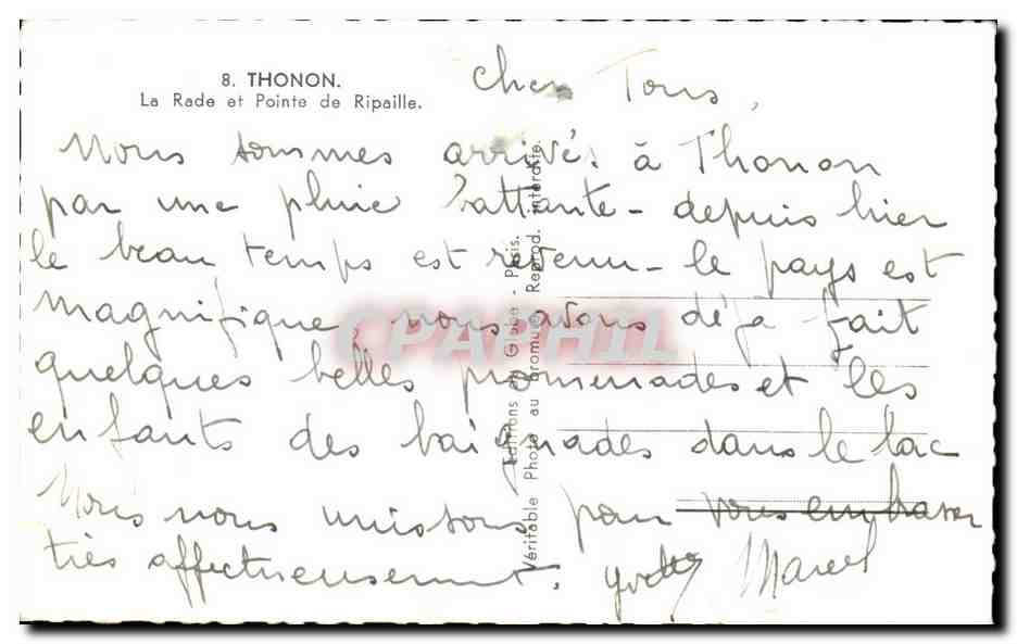 Thonon-les-Bains — La Rade et Pointe de Ripaille — Gromus, Paris — Rückseite