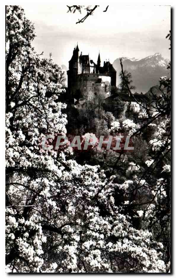 Château de St-Bernard-Menthon — vue printanière avec fleurs en premier plan — Éditions de Gobin-McNod, n°378 A