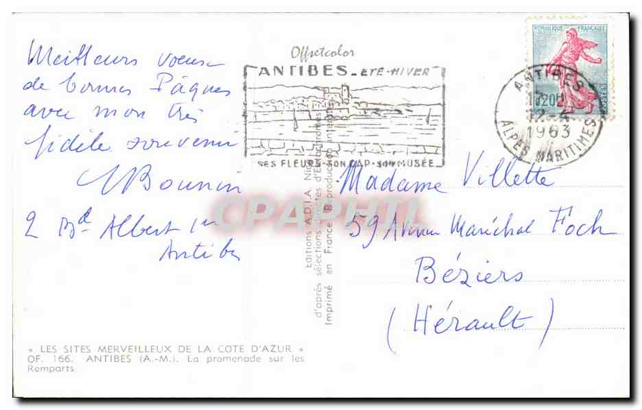 Antibes — Les remparts — éditeur A.M.I. n° OF. 166 — Rückseite