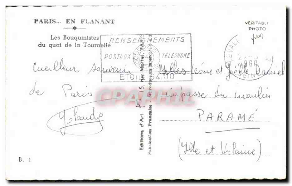 CPA Paris En Flanant Les Bouquinistes du quai de la Tournelle Notre Dame — Verso