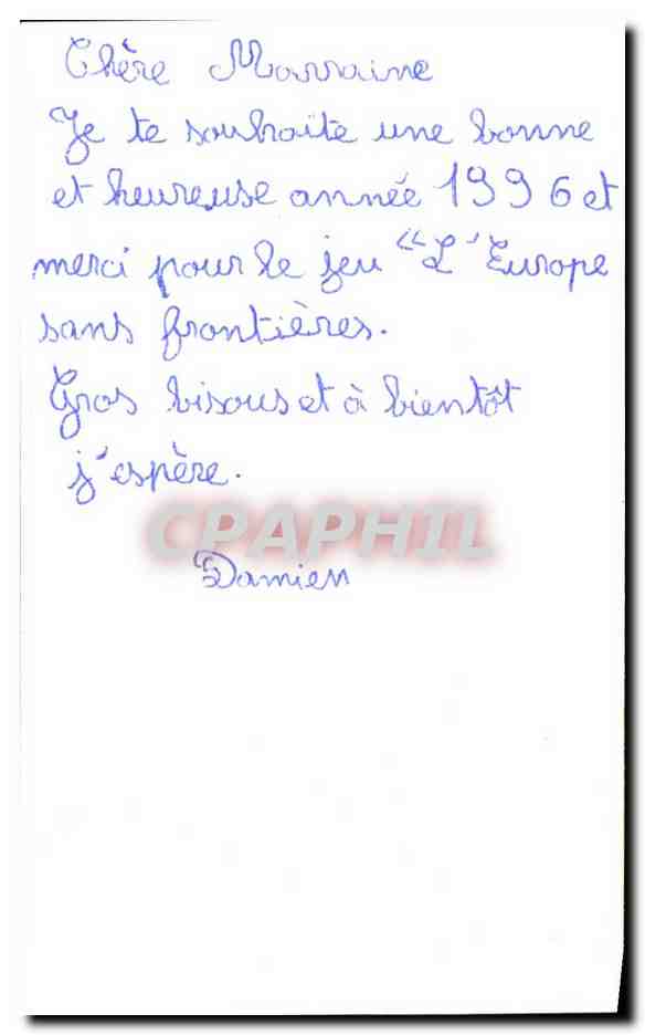 CPM Carte faire part de naissance Emmanuelle Sevestre Lapin RAbbit  — Rückseite