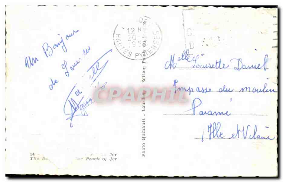 CPA Lourdes Basilique Pic du Jer — Verso