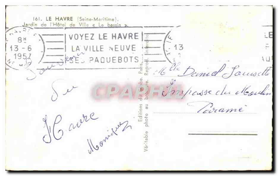 CPA Le Havre Jardin de l'Hotel de Ville Le bassin Enfants — Rückseite