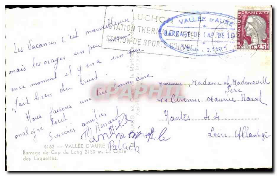 Barrage de Cap de Long — Vallée d'Aure — éditeur Tito — Verso