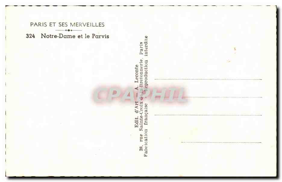 CPA Paris Et Ses Merveilles Notre Dame et le Parvis — Verso