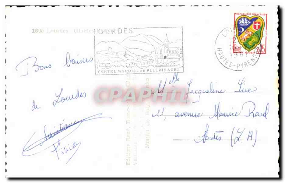 CPA Souvenir Lourdes — Verso