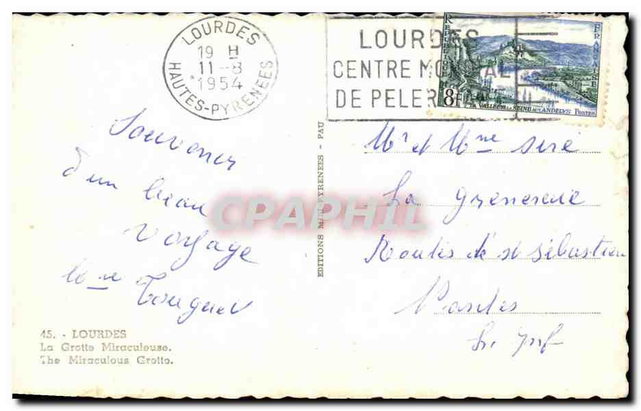 CPA Lourdes La Grotte Miraculouse The Miraculous Grotte — Verso
