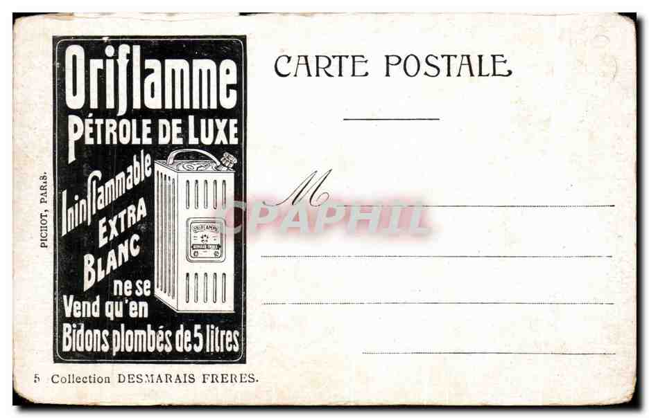 CPA Paris La Colonne de Juillet Publicite Oriflamme Petrole de luxe — Rückseite