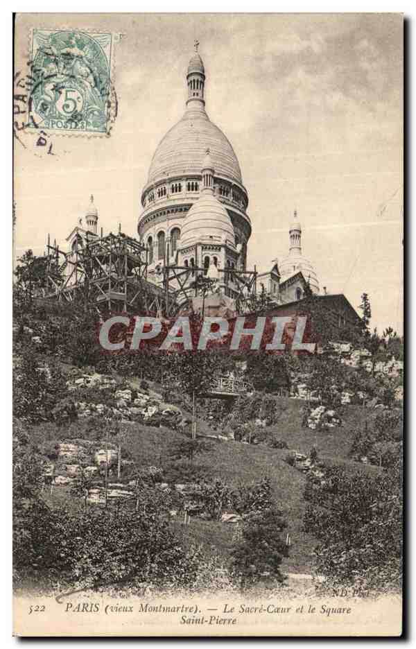 CPA Paris Le Sacre Coeur Et Le Square Saint Pierre