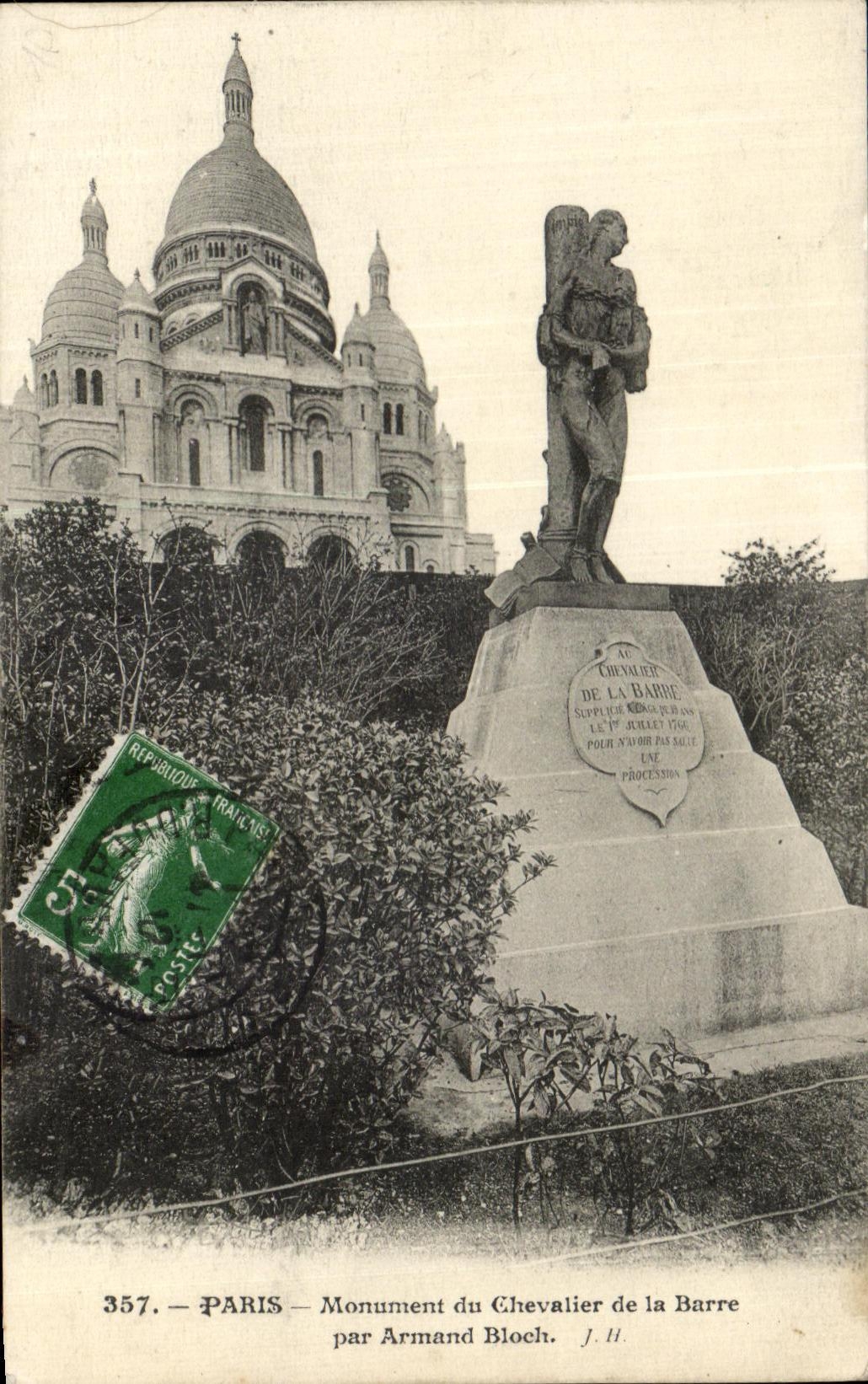 CPA Paris Monument Du Chevalier De La Barre Par Armand Bloch Sacre Coeur Montmartre