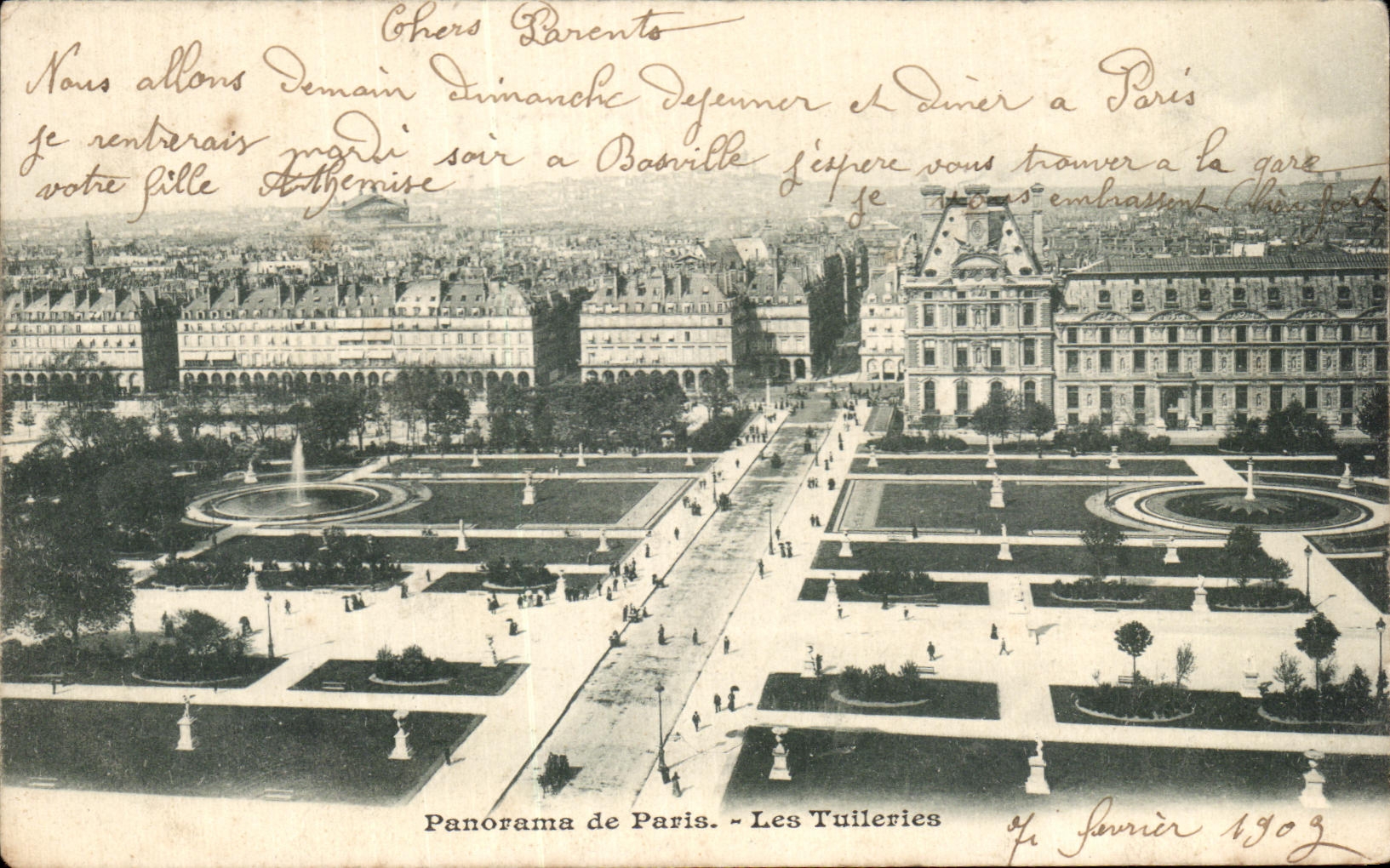 CPA Paris Panorama Les Tuileries Louvre