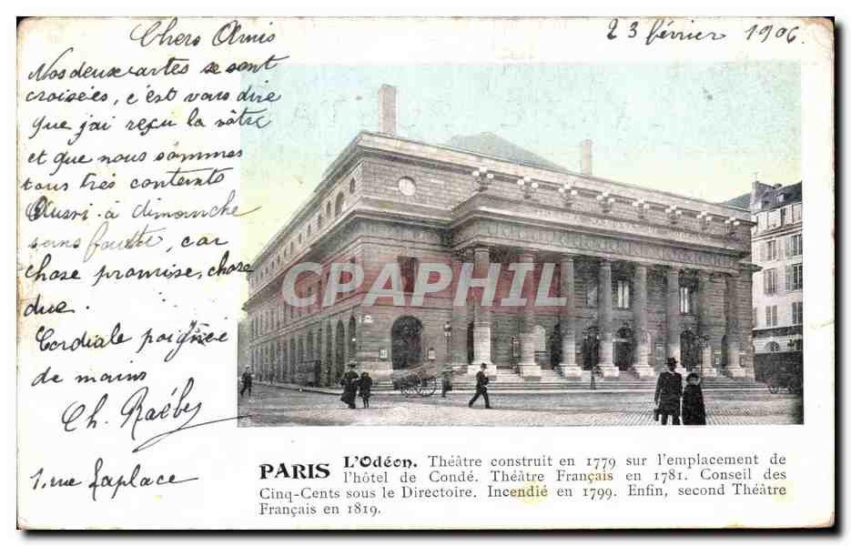 CPA Paris L'Odeon Theatre Construit En 1779 Sur l'Emplacement De L'Hotel de conde theatre Francais
