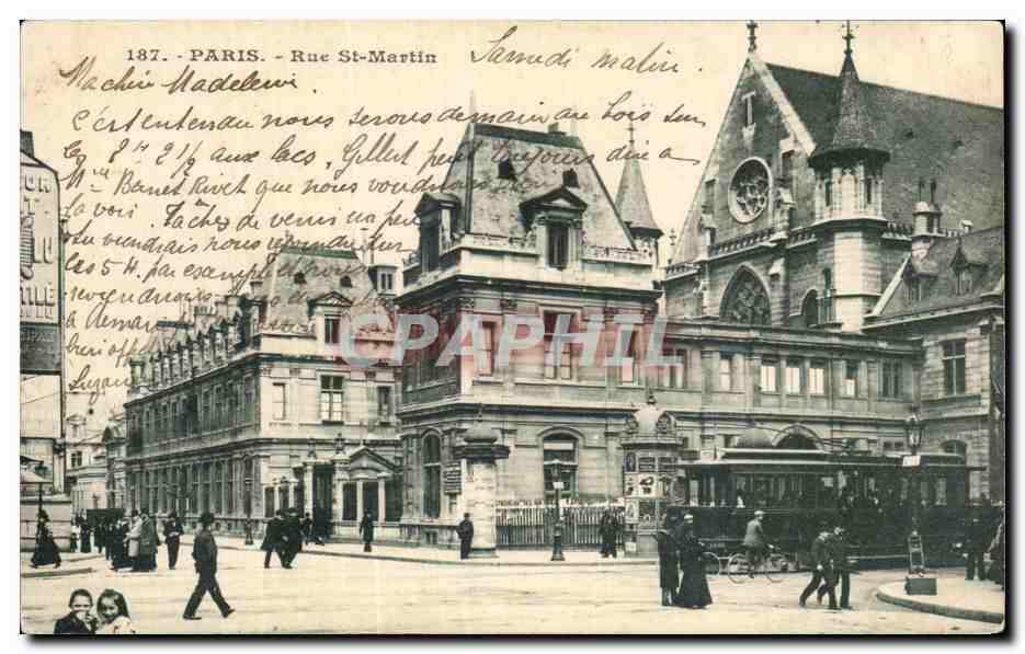 CPA Paris Rue St Martin Tramway