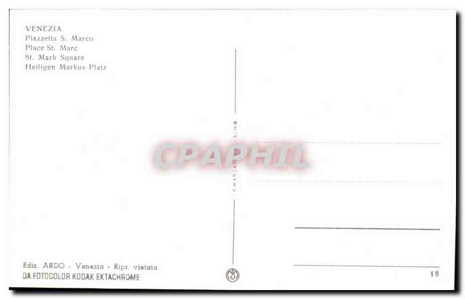 CPA Venezia Piazzetta St Marco Place St Marc St Mark Square — Rückseite