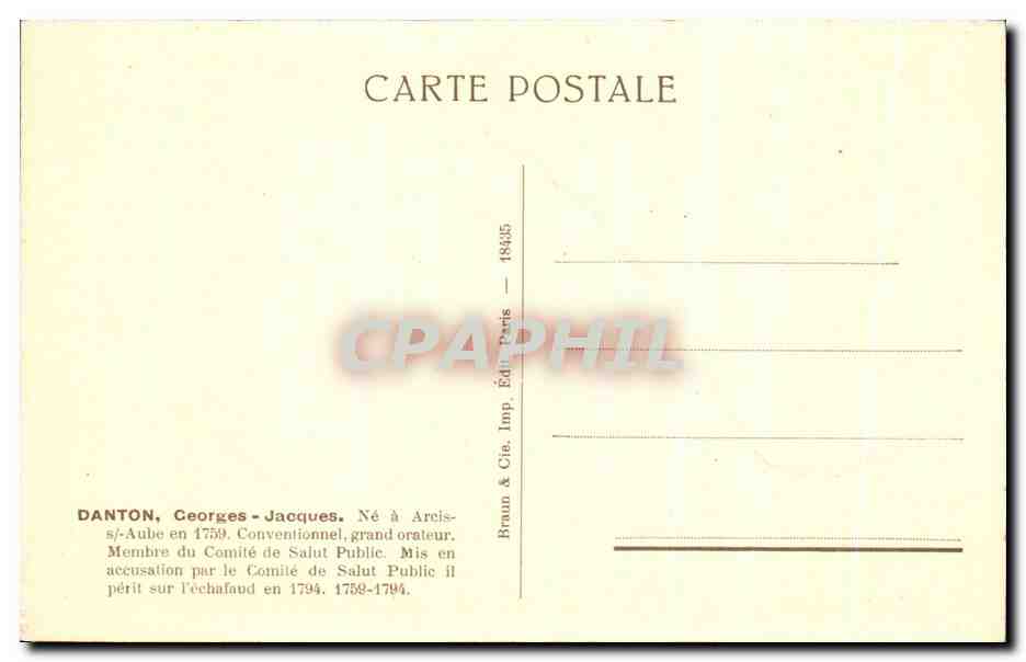 CPA Danton 1759 1794 Revolution Francaise — Verso